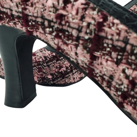 Mudd Pena Wmns Vintage Y2K Pink/Black Plaid Tweed Block High Heels Pumps Sz7.5 - Picture 8 of 11